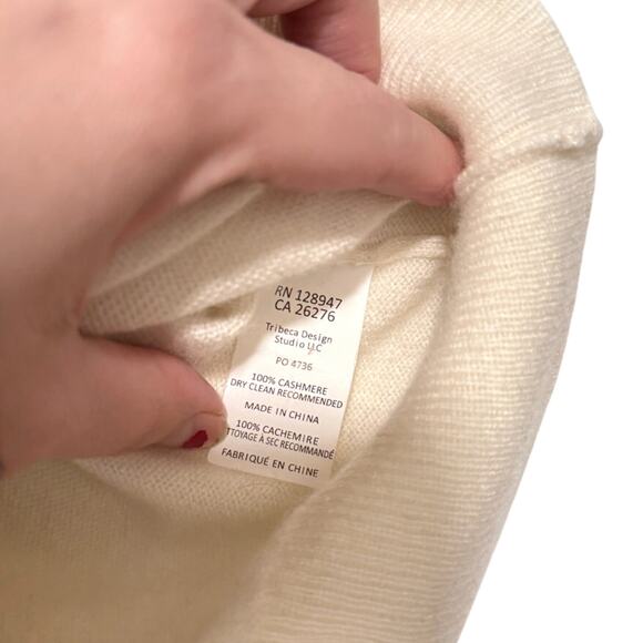 Nili Lotan XS Francis 100% Cashmere Ruffle Neck Sweater $640 Turtleneck Ivory - Picture 7 of 11